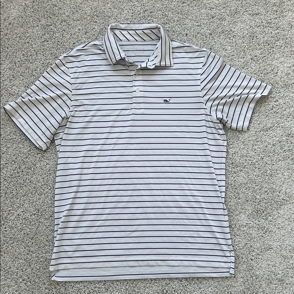 Vineyard Vines Men’s Navy & White Performance Polo – Active Golf Shirt – Size M